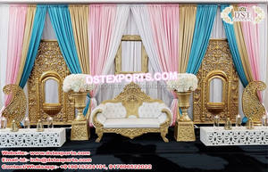 Scène dorée traditionnel de mariage, décor de scène antique en or - Product Image 5