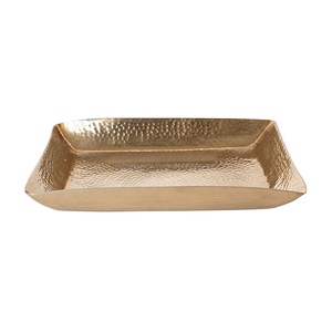Square Hammered <b>Gold</b>-Plated <b>Serving</b> <b>Tray</b> - Product Image 1