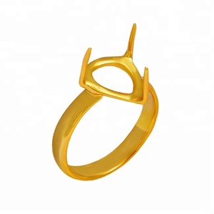 แหวนเปล่าประดับอัญมณีทรงลูกแพร์ชุบทอง925เงินแท้สำหรับทุกเพศผู้ผลิตขายส่งโดย CDP - Product Image 2