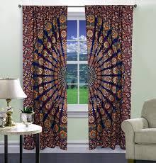 Indian Peacock Mandala <b>Door</b> Window <b>Curtain</b> Wall Decor Room Balcony Wall Hanging Tapestry 2 <b>Panel</b> Cotton <b>Curtain</b> - Product Image 2