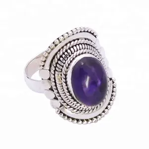 Real púrpura amatista ovalada piedra preciosa 925 joyería de plata esterlina a granel al por mayor anillos de plata proveedor
