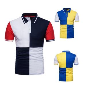 Polo manches courtes en Patchwork pour hommes, t-shirt décontracté à coupe étroite, vêtement de rue, haut de gamme, nouvelle collection d'été - Product Image 6