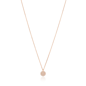 Colgante de piedra de circón blanco de diseño redondeado, joyería de plata de ley 925 hecha a mano turca al por mayor - Product Image 1