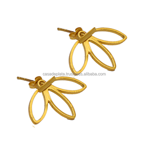 Pendiente de Plata de Ley 925, pendiente floral hecho a mano, pendiente de moda chapado en oro para fiesta de aniversario de boda. - Product Image 2