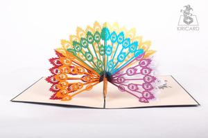 Nuevo diseño Kirigami del láser de corte de tarjeta de cumpleaños hermoso Pavo Real tarjeta de felicitación - Product Image 2