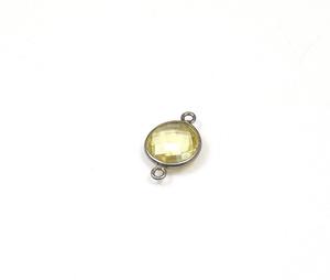 Conector de bisel de piedras preciosas de cuarzo limón hecho a mano rodio negro plata esterlina Metal latón hallazgos de joyería doble bucle único - Product Image 2