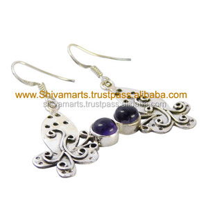 Pendientes de gota de piedras preciosas de amatista chapados en oro de Plata de Ley 925 sólida para mujeres y niñas, diseño elegante - Product Image 2