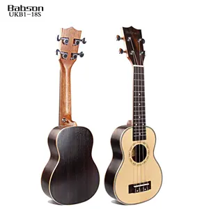 Harga grosir ukulele kayu padat soprano 21 inci bagian belakang rosewood cemara logo kustom gitar kayu mini