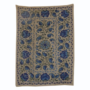 Colcha azul de algodón con bordado a mano, colcha hecha a mano para colgar en la pared, Estilo Vintage - Product Image 5