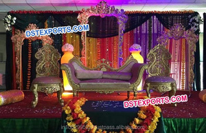 ชุดโซฟาเวทีแต่งงานมุสลิมเอเชีย,ชุดโซฟาแกะสลักหนักทันสมัยเฟอร์นิเจอร์แต่งงานอินเดีย - Product Image 6