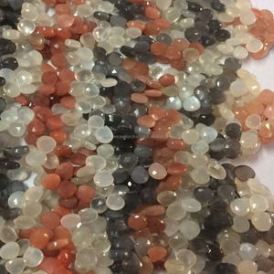 8mm 9mm Naturel Multi Pierre De Lune À Facettes Coeur Briolette Perles De Pierres Précieuses Brin AAA Qualité En Vrac En Gros pour La Fabrication De Bijoux - Product Image 1