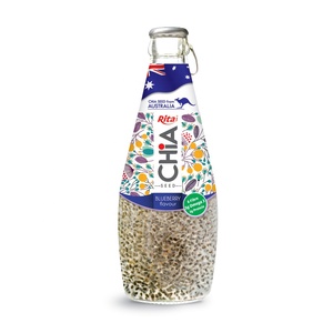Vietnam Orange Flavor Chia Seed <b>Drink</b> 290ml Puree in <b>Glass</b> <b>Bottle</b> Handcrafted Beverage - Product Image 2