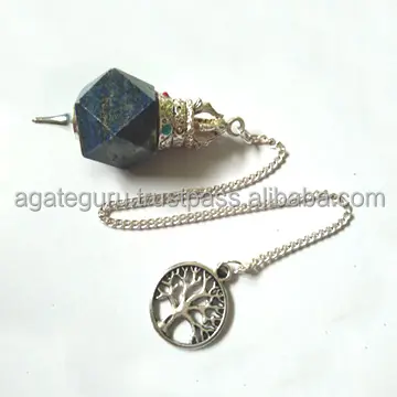 Lapis Lazuli Hexagon Shape Pendulum Wholesale Crystal Healing Engraved Usui Reiki Symbols Gemstone Positive Energy Gemstone