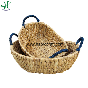 Bandeja rectangular para almacenamiento de jacinto de agua y algas marinas, Juego de 2 unidades con asas de madera - Product Image 4
