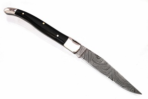 Couteau de poche pliant multifonctionnel en acier Damas avec manche en corne de buffle, qualité DIY, personnalisable OEM - Product Image 2