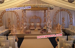 Mandap de mariage en bois avec base en forme d'éléphant, magnifique mandap de mariage en bois, design de mandaps de mariage hindou pour le Royaume-Uni et l'Australie - Product Image 5