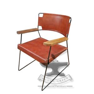 Chaise de salle à manger industrielle vintage moderne en fer et cuir pour restaurant cuisine salon supermarché atelier hôpital école - Product Image 6