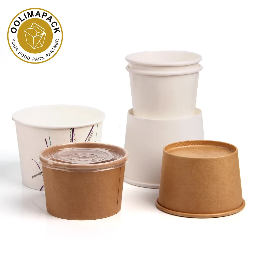 paper soup bowl with pp lid brown paper ice cream cup