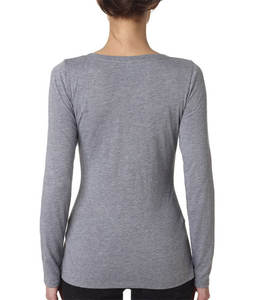 Wholesale Custom Bamboo Knit Cotton <b>Ladies</b> <b>T</b>-<b>Shirts</b> Scooped Neck <b>Long</b> Sleeve Casual Tops for Women Plus Size Short Length - Product Image 6