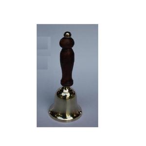Cloche de noël en laiton moulé, en métal avec vernis miroir et poignée en bois, carillons de noël - Product Image 3