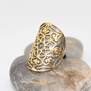 Belle main spirituelle Mandala bijoux plaine argent plaqué or 925 bague en argent sterling prix usine - Product Image 3