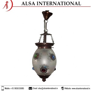 Lámpara colgante de tarro de campana de cristal hecha a mano decorativa para el hogar más vendida con patrón de flores exportador directo suministro a granel artesanías de vidrio - Product Image 2