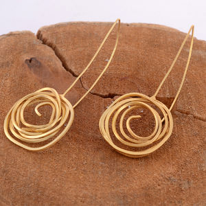 Handmade Brass Wire Wrapped <b>Long</b> Drop <b>Earrings</b> - Product Image 1
