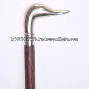 Bastón de madera con mango de pato de latón, bastón de madera con mango de metal de latón - Product Image 2