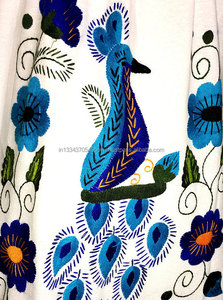 Latest Fashion Women Resort Wear Evening Party Exclusive Long Dresses Mexican Style Stunning Peacock Hand Embroidery Maxi Dress - Product Image 4