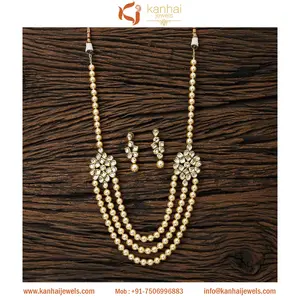Ensemble de perles en imitation africaine avec pendentif latéral, bijoux kundan 41024 Moti