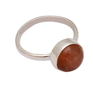 Vente en gros de bagues vintage en argent sterling plaqué or serties de pierre de lune pêche en lunette, cadeau de mariage de fiançailles, bijoux fins - Product Image 2