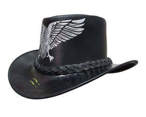Sombrero de conducción de cuero de estilo occidental, sombrero de Cowboy de color negro de buena calidad - Product Image 1