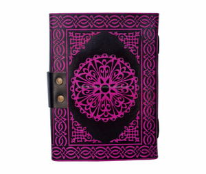 Journal en cuir véritable en relief à la main Hamsa violet avec C-Lock fait à la main journal personnel livre d'ombre cahier en papier blanc vierge - Product Image 5
