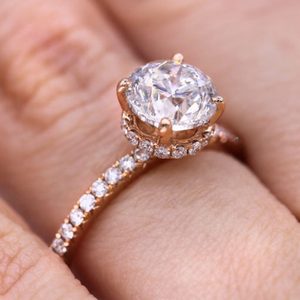 2,00 quilates blanco moissanita auténtica con acentos anillo 14k oro rosa, moissanita anillo Vintage - Product Image 2