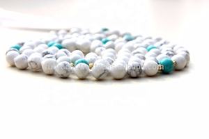 สร้อยคอหินฮาวไลท์พลอยมาลาสไตล์โบฮีเมียนธรรมชาติ108ลูกประคำสวดมนต์ญี่ปุ่นสำหรับการทำสมาธิโยคะหรือของขวัญปาร์ตี้ - Product Image 4