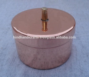 ภาชนะเทียนตอกทองแดงบริสุทธิ์ 100% พร้อมฝาปิดและคุณภาพระดับพรีเมียมขวดเทียนขี้ผึ้งถั่วเหลืองผู้ผลิตของอินเดีย - Product Image 5