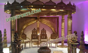 Mandaps jumeaux en bois pour mariage, artisanat, mandap en bois, cérémonie indienne gujaratienne, mandap en bois pour mariage, décoration d'événements en Australie - Product Image 3
