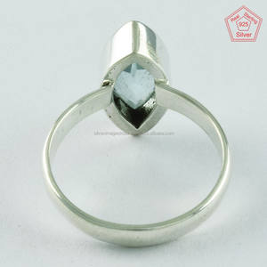 แหวนพลอยบลูโทแพซธรรมชาติมาใหม่ วงเงินแท้ ดีไซน์หรูหรา เหมาะสำหรับงานแต่งงาน งานเลี้ยง เครื่องประดับสำหรับทุกเพศ - Product Image 4