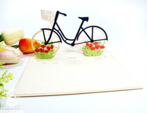 Nuevo diseño 3D kirigami tarjeta, Floral Bike Pop Up Card venta al por mayor precio barato tarjeta de cumpleaños artesanía - Product Image 6