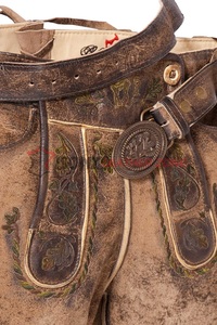 Lederhosen bavarois allemands courts, brodés, design vintage, cuir véritable, grande taille, anti-rides, caractéristiques de maternité - Product Image 3