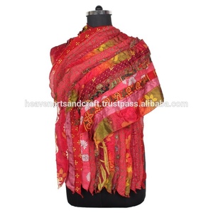 <b>Vintage</b> <b>Scarf</b> <b>Silk</b> Sari Stole Women Patchwork Shawl Dupatta Neck Wrap Indian Handmade <b>Scarves</b> Indian Sari Patches Reversible - Product Image 2
