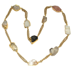 Collier en argent sterling 925 avec lunette en or vermeil de forme naturelle Chaîne de perles pour mariages ou cadeaux - Product Image 1