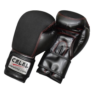 Guantes de entrenamiento de boxeo profesional 12oz 16oz Diseño personalizado Cuero sintético Negro Personalizable - Product Image 2