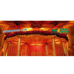 Imperial Wedding Golden Fiber Mandapam Modern Designed Wedding Mandap Trending Indian Customized Wedding Mandap Pillar Set USA - Product Image 1