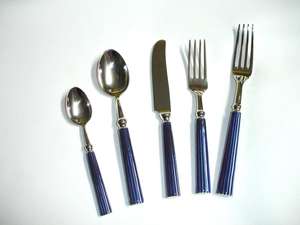 Couverts en laiton fantaisie ensemble de couverts émail indien décoratif fait à la main ensemble de couverts S. Couverts en acier réglés avec brillant polonais/nickel - Product Image 2