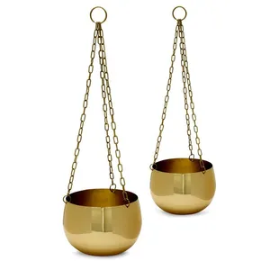 Metal Antique Brass Hanging Planter