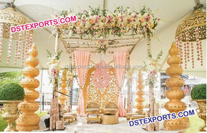 Gujarati boda aspecto de madera fibra Mandap boda fibra Pilar Mandap decoración nuevo estilo boda Mandap exterior/interior escenario - Product Image 3