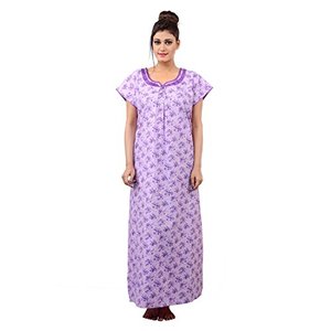 Robe de nuit imprimée à carreaux en tissu gaufré pour femmes, grande taille, été et automne - Product Image 1