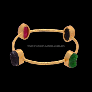 Unisex Handmade Bangle <b>Bracelet</b> Sugar Druzy Gold Plated Wedding Party Engagement Anniversary Copper Brass Material Women's Wear - Product Image 1