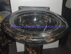 Éviers à pédales de marbre uniques, noir et or, pied libre - Product Image 5